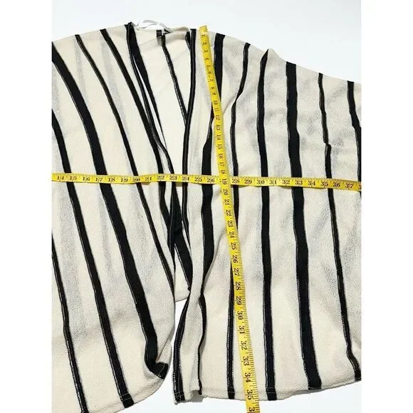 Torrid Striped Ruana Open Front Asymmetrical Kaftan Coverup Black White One Size - Picture 8 of 12